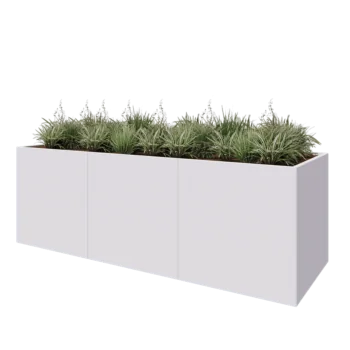 Jardinera XXL de acero - Rectángulo - 300 x 100 x 100 cm - RAL9010 mate (blanco) - Con placa inferior