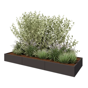 Jardinera XXL de acero - Rectángulo - 300 x 100 x 30 cm - RAL7016 mate (gris antracita) - Sin placa inferior