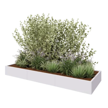 Jardinera XXL de acero - Rectángulo - 300 x 100 x 30 cm - RAL9010 mate (blanco) - Sin placa inferior