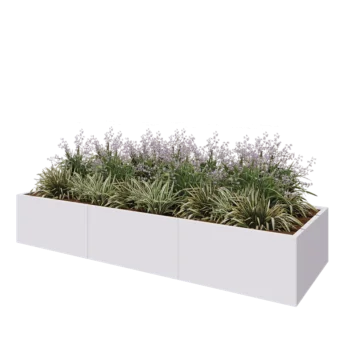Jardinera XXL de acero - Rectángulo - 300 x 100 x 50 cm - RAL9010 mate (blanco) - Con placa inferior