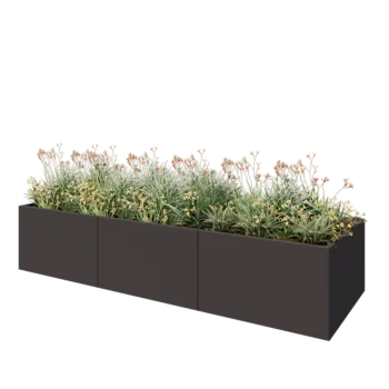 Jardinera XXL de acero - Rectángulo - 300 x 100 x 60 cm - RAL7016 mate (gris antracita) - Con placa inferior