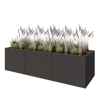 Jardinera XXL de acero - Rectángulo - 300 x 100 x 80 cm - RAL7016 mate (gris antracita) - Sin placa inferior