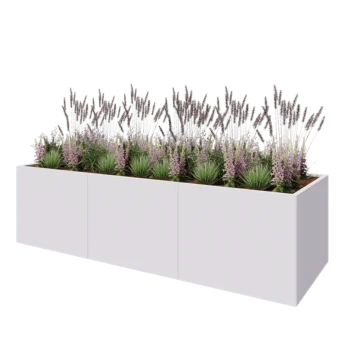Jardinera XXL de acero - Rectángulo - 300 x 100 x 80 cm - RAL9010 mate (blanco) - Sin placa inferior