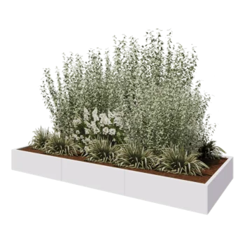 Jardinera XXL de acero - Rectángulo - 300 x 120 x 30 cm - RAL9010 mate (blanco) - Sin placa inferior