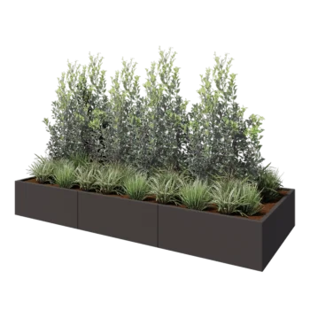 Jardinera XXL de acero - Rectángulo - 300 x 120 x 40 cm - RAL7016 mate (gris antracita) - Con placa inferior