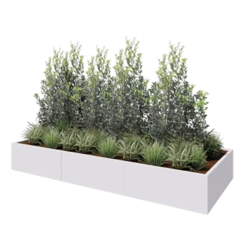 Jardinera XXL de acero - Rectángulo - 300 x 120 x 40 cm - RAL9010 mate (blanco) - Con placa inferior