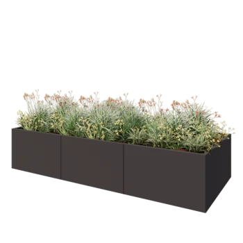 Jardinera XXL de acero - Rectángulo - 300 x 120 x 60 cm - RAL7016 mate (gris antracita) - Sin placa inferior