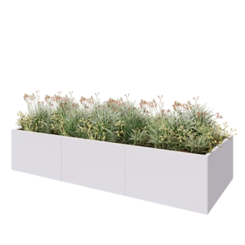 Jardinera XXL de acero - Rectángulo - 300 x 120 x 60 cm - RAL9010 mate (blanco) - Con placa inferior