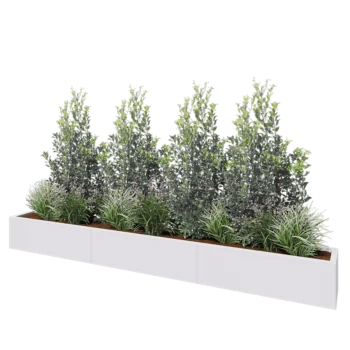 Jardinera XXL de acero - Rectángulo - 300 x 30 x 30 cm - RAL9010 mate (blanco) - Con placa inferior