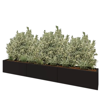 Jardinera XXL de acero - Rectángulo - 300 x 30 x 40 cm - RAL9005 mate (negro) - Sin placa inferior