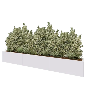 Jardinera XXL de acero - Rectángulo - 300 x 30 x 40 cm - RAL9010 mate (blanco) - Con placa inferior