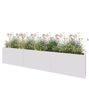 Jardinera XXL de acero - Rectángulo - 300 x 30 x 60 cm - RAL9010 mate (blanco) - Con placa inferior