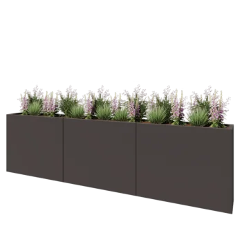 Jardinera XXL de acero - Rectángulo - 300 x 30 x 80 cm - RAL7016 mate (gris antracita) - Sin placa inferior