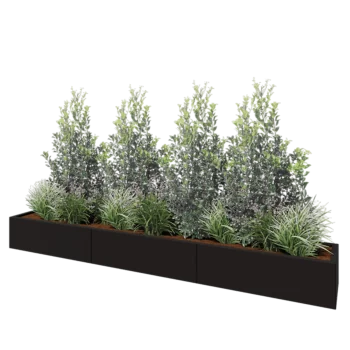 Jardinera XXL de acero - Rectángulo - 300 x 40 x 30 cm - RAL9005 mate (negro) - Sin placa inferior