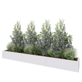 Jardinera XXL de acero - Rectángulo - 300 x 40 x 30 cm - RAL9010 mate (blanco) - Sin placa inferior