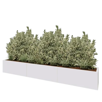 Jardinera XXL de acero - Rectángulo - 300 x 40 x 40 cm - RAL9010 mate (blanco) - Con placa inferior