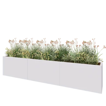 Jardinera XXL de acero - Rectángulo - 300 x 40 x 60 cm - RAL9010 mate (blanco) - Sin placa inferior