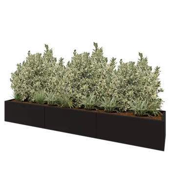 Jardinera XXL de acero - Rectángulo - 300 x 50 x 40 cm - RAL9005 mate (negro) - Con placa inferior
