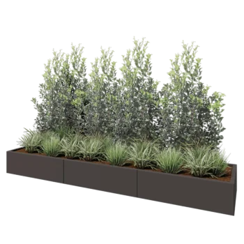 Jardinera XXL de acero - Rectángulo - 300 x 60 x 30 cm - Otro color RAL - Con placa inferior