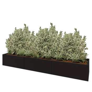 Jardinera XXL de acero - Rectángulo - 300 x 60 x 40 cm - RAL9005 mate (negro) - Sin placa inferior