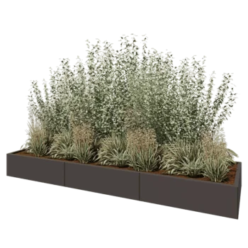 Jardinera XXL de acero - Rectángulo - 300 x 80 x 30 cm - RAL7016 mate (gris antracita) - Sin placa inferior