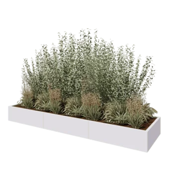 Jardinera XXL de acero - Rectángulo - 300 x 80 x 30 cm - RAL9010 mate (blanco) - Con placa inferior