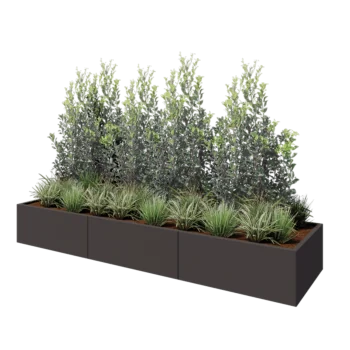 Jardinera XXL de acero - Rectángulo - 300 x 80 x 40 cm - RAL7016 mate (gris antracita) - Con placa inferior