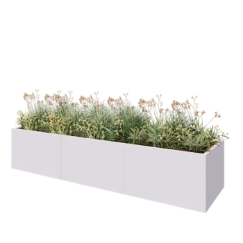 Jardinera XXL de acero - Rectángulo - 300 x 80 x 60 cm - RAL9010 mate (blanco) - Sin placa inferior
