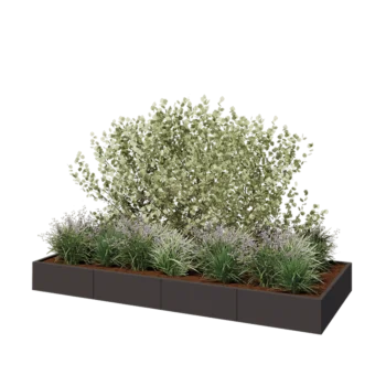 Jardinera XXL de acero - Rectángulo - 320 x 120 x 30 cm - Otro color RAL - Con placa inferior