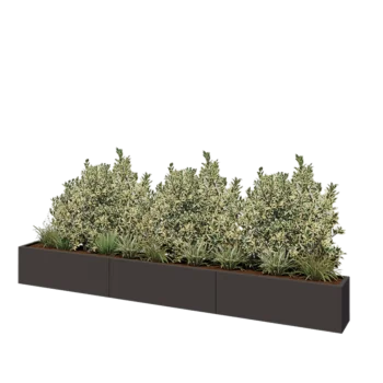 Jardinera XXL de acero - Rectángulo - 360 x 30 x 40 cm - Otro color RAL - Con placa inferior
