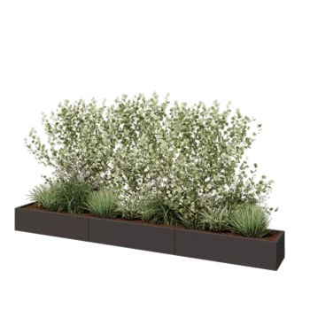 Jardinera XXL de acero - Rectángulo - 360 x 40 x 30 cm - Otro color RAL - Sin placa inferior