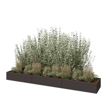 Jardinera XXL de acero - Rectángulo - 360 x 60 x 30 cm - Otro color RAL - Con placa inferior