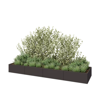 Jardinera XXL de acero - Rectángulo - 400 x 100 x 40 cm - RAL7016 mate (gris antracita) - Sin placa inferior