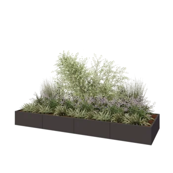 Jardinera XXL de acero - Rectángulo - 400 x 120 x 40 cm - RAL7016 mate (gris antracita) - Sin placa inferior