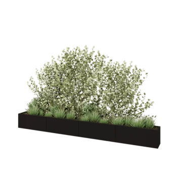 Jardinera XXL de acero - Rectángulo - 400 x 30 x 40 cm - RAL9005 mate (negro) - Sin placa inferior