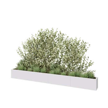Jardinera XXL de acero - Rectángulo - 400 x 30 x 40 cm - RAL9010 mate (blanco) - Con placa inferior