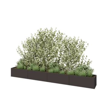 Jardinera XXL de acero - Rectángulo - 400 x 40 x 40 cm - RAL7016 mate (gris antracita) - Sin placa inferior
