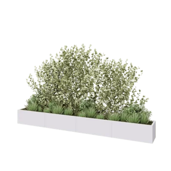 Jardinera XXL de acero - Rectángulo - 400 x 40 x 40 cm - RAL9010 mate (blanco) - Con placa inferior
