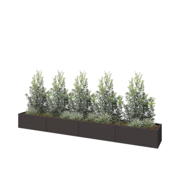 Jardinera XXL de acero - Rectángulo - 400 x 50 x 40 cm - RAL7016 mate (gris antracita) - Sin placa inferior