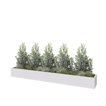 Jardinera XXL de acero - Rectángulo - 400 x 50 x 40 cm - RAL9010 mate (blanco) - Con placa inferior