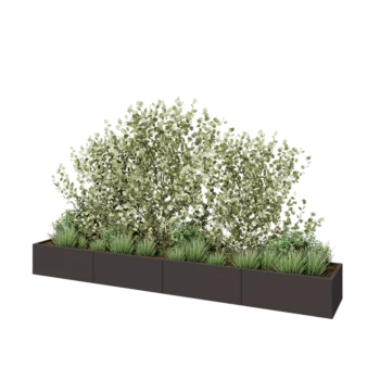 Jardinera XXL de acero - Rectángulo - 400 x 60 x 40 cm - RAL7016 mate (gris antracita) - Sin placa inferior