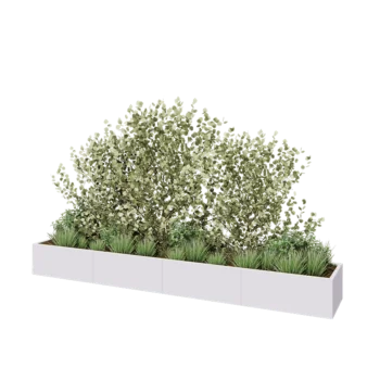 Jardinera XXL de acero - Rectángulo - 400 x 60 x 40 cm - RAL9010 mate (blanco) - Con placa inferior