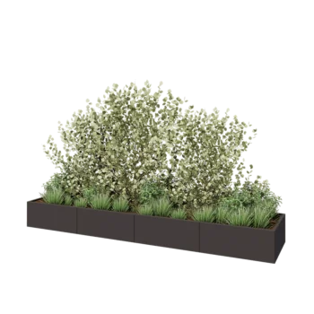 Jardinera XXL de acero - Rectángulo - 400 x 80 x 40 cm - RAL7016 mate (gris antracita) - Sin placa inferior