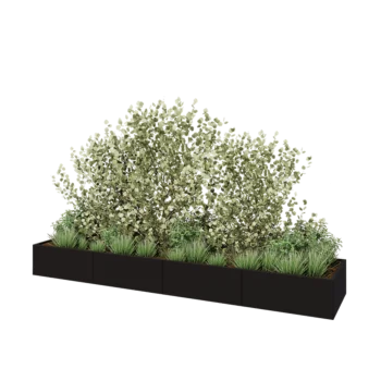 Jardinera XXL de acero - Rectángulo - 400 x 80 x 40 cm - RAL9005 mate (negro) - Con placa inferior