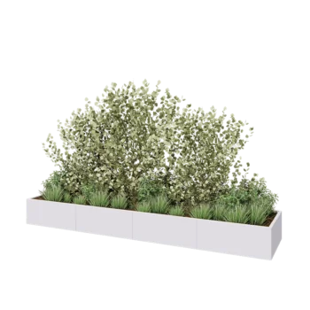 Jardinera XXL de acero - Rectángulo - 400 x 80 x 40 cm - RAL9010 mate (blanco) - Con placa inferior