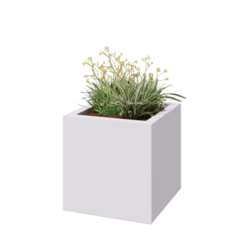 Jardinera de fibra de vidrio - Cuadrado - 60 x 60 x 60 cm - RAL9010 mate (blanco) - Con fondo