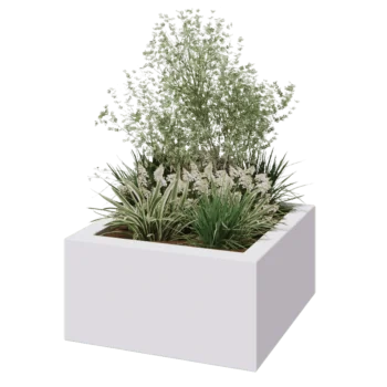 Jardinera de fibra de vidrio - Cuadrado - 80 x 80 x 40 cm - RAL9010 mate (blanco) - Con fondo