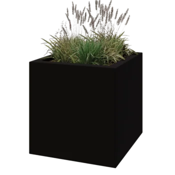 Jardinera de fibra de vidrio - Cuadrado - 80 x 80 x 80 cm - RAL9005 mate (negro) - Con fondo