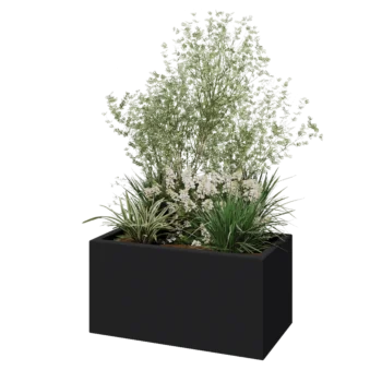 Jardinera de fibra de vidrio - Rectángulo - 80 x 40 x 40 cm - RAL7021 mate (gris negruzco) - Con fondo