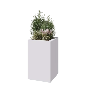 Jardinera de fibra de vidrio - Cuadrado - 50 x 50 x 80 cm - RAL9010 mate (blanco) - Con fondo